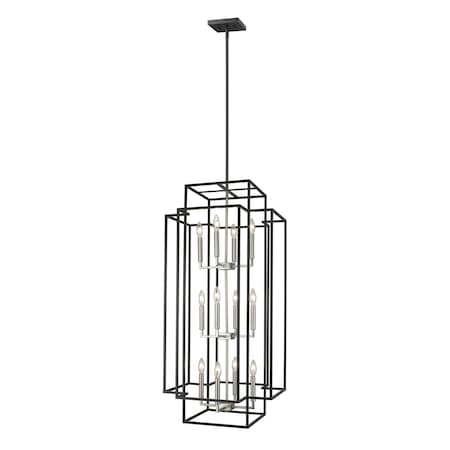 Z-Lite Titania 12 Light Pendant, Black 454-42BK-BN